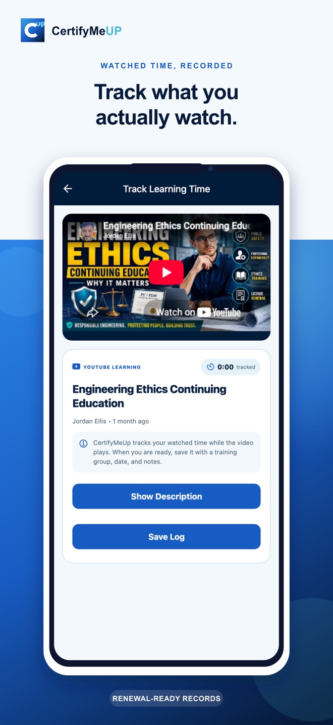 Recording watched professional learning time